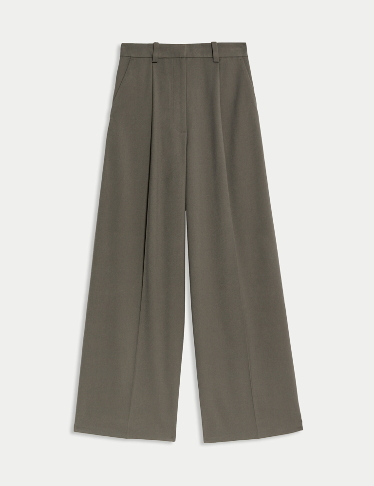 Pleated Wide Leg Trousers
