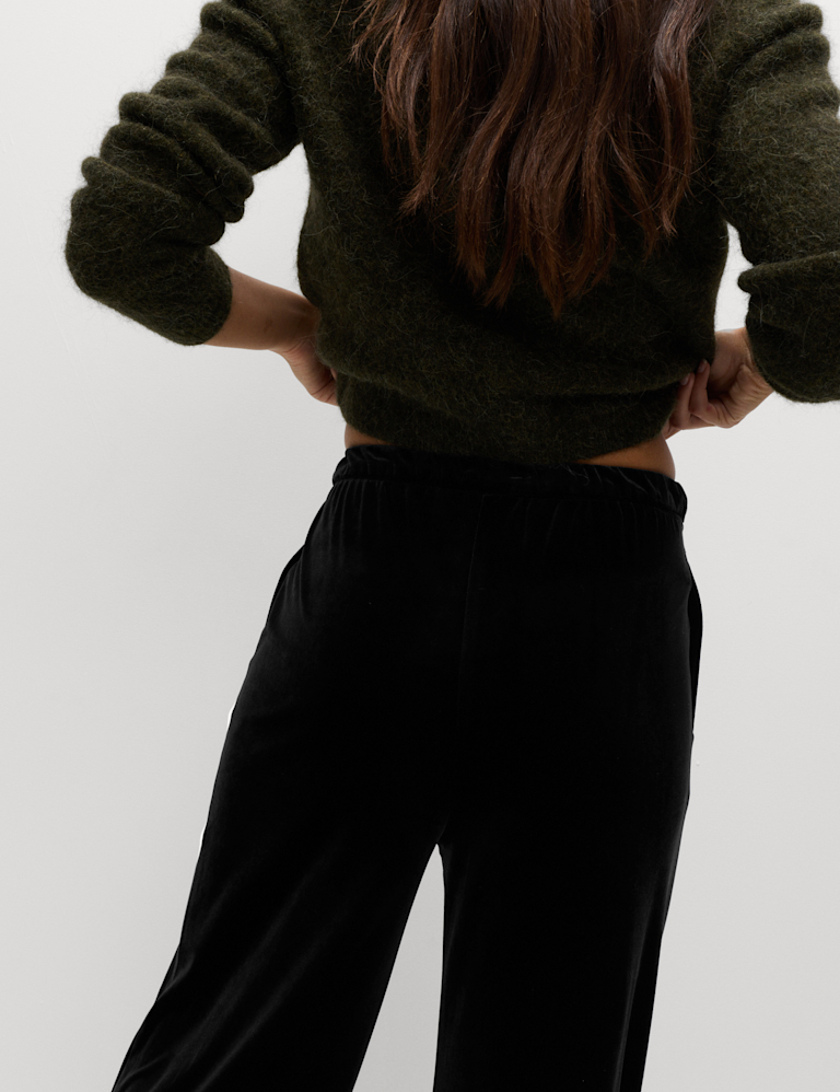 Fluid Velvet Wide Leg Trousers