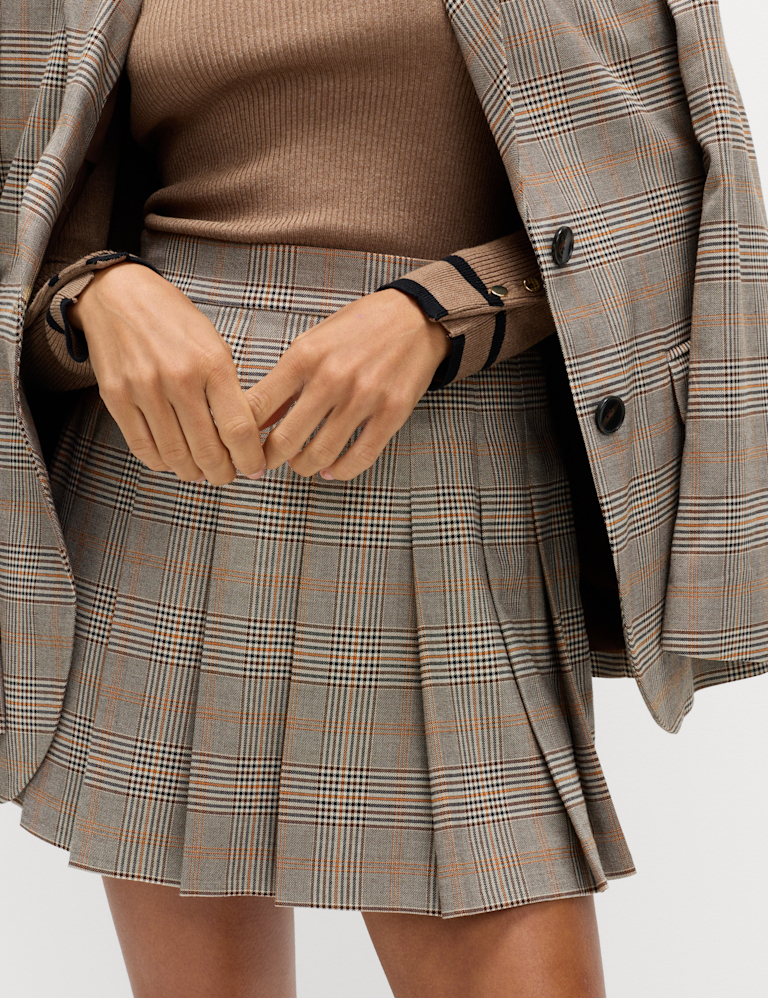 Checked Pleated Mini Skirt Checked Pleated Mini Skirt