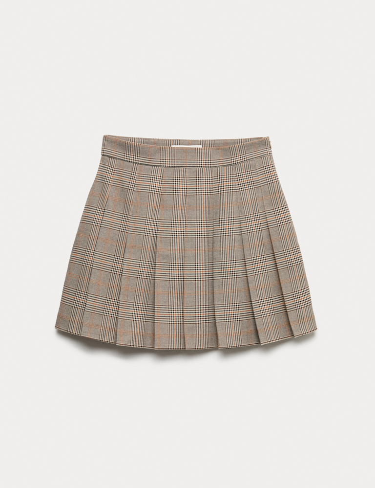 Checked Pleated Mini Skirt