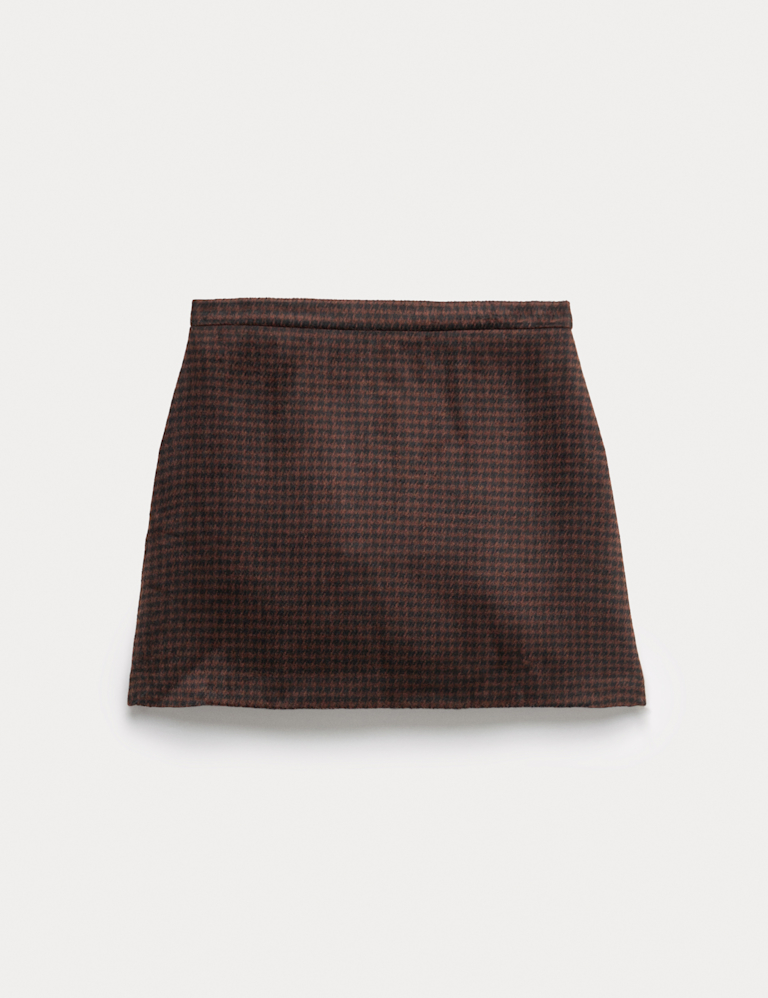 Micro Dogtooth Check Mini A-Line Skirt