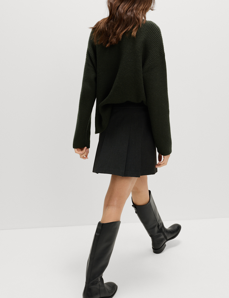 Check Pleated Mini Skirt