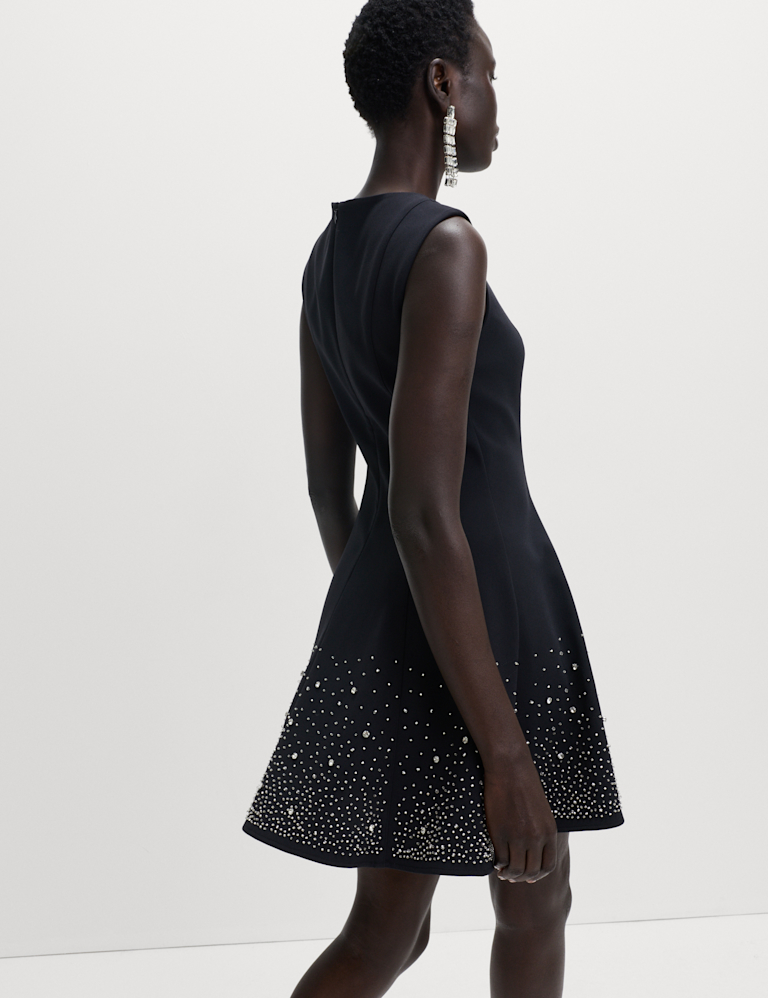 Embellished Mini Skater Dress