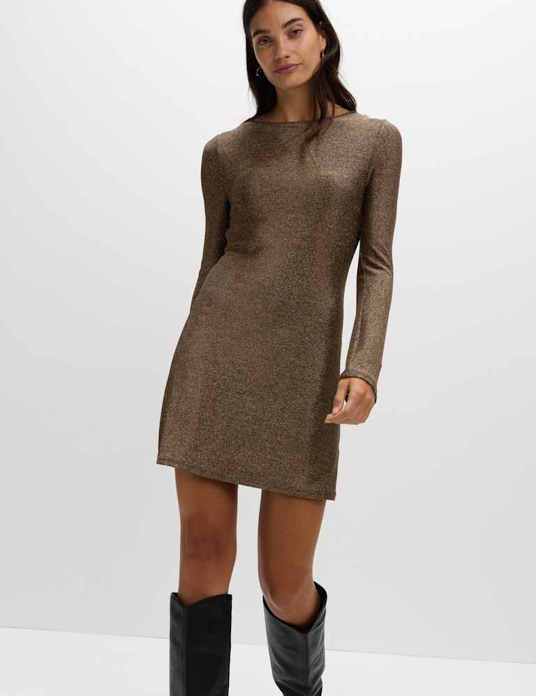 Lurex Metallic Mini Shift Dress