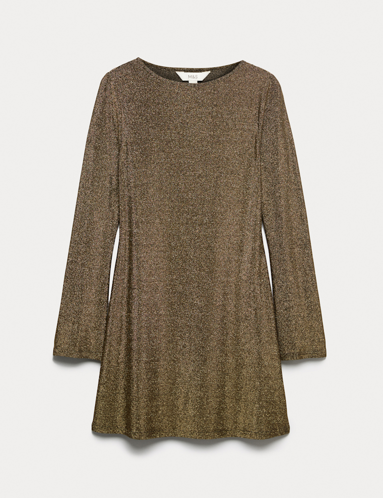 Lurex Metallic Mini Shift Dress