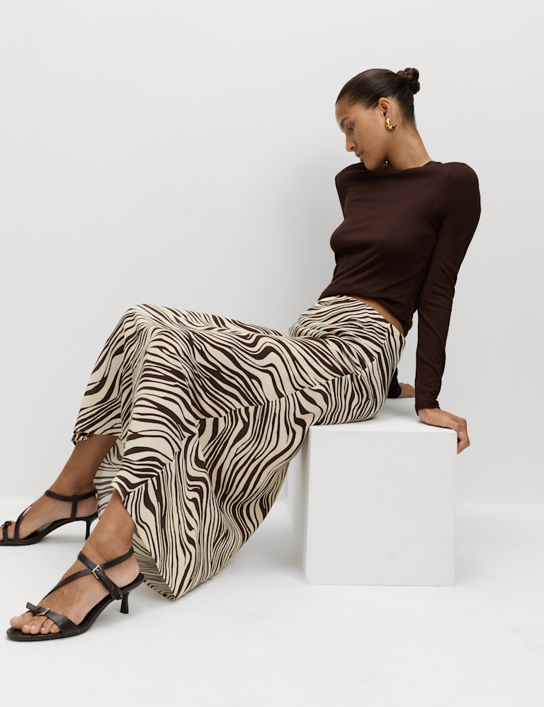 Printed Midaxi Slip Skirt