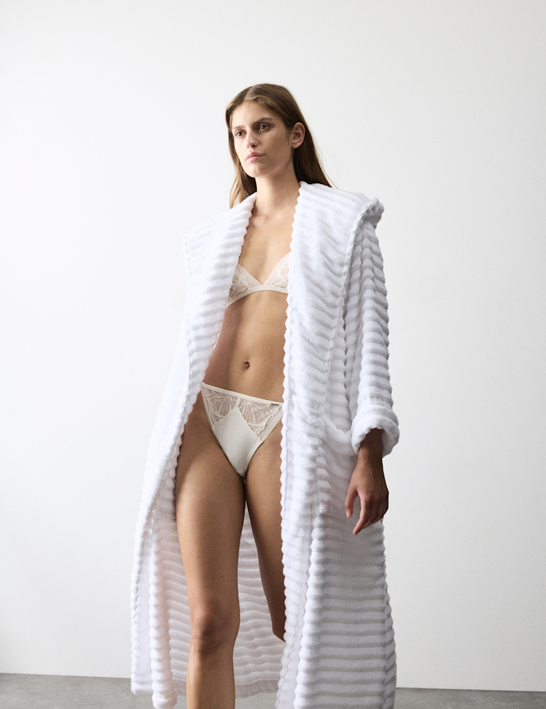 Pure Cotton Towelling Ribbed Dressing Gown