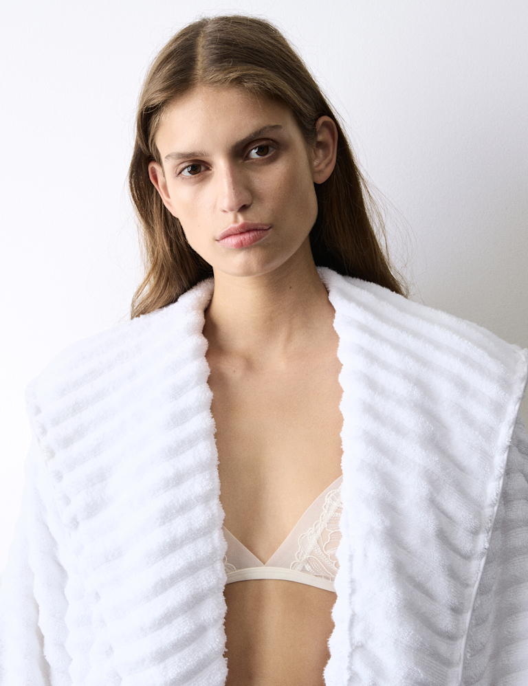 Pure Cotton Towelling Ribbed Dressing Gown