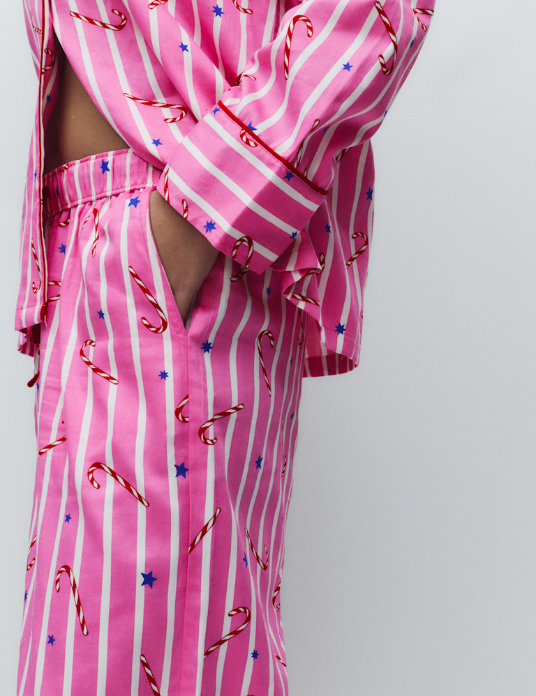 Pure Cotton Candy Cane Family Christmas Pyjama Set