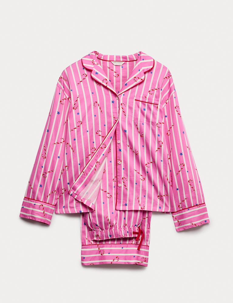 Pure Cotton Candy Cane Family Christmas Pyjama Set