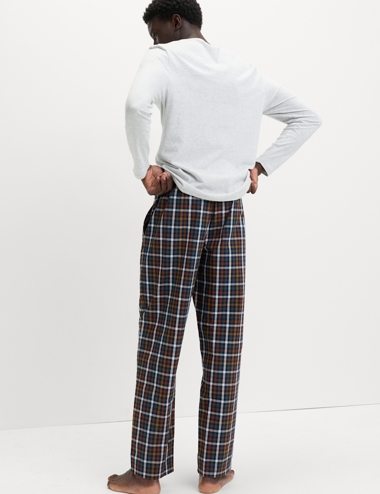 Pure Cotton Henley Checked Pyjama Set