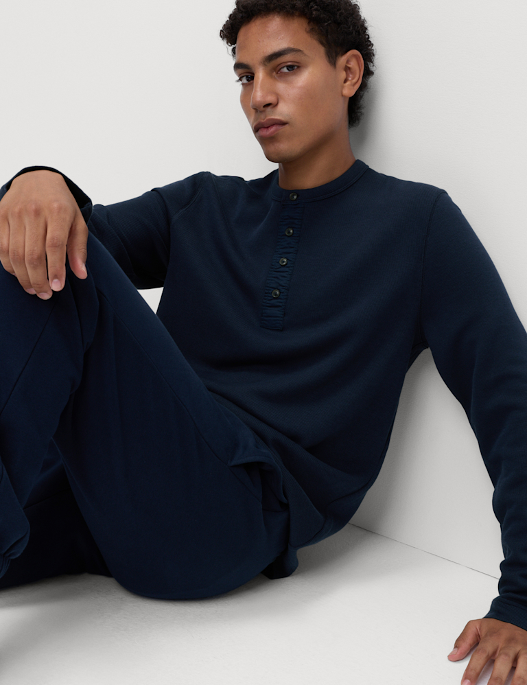 Cotton Rich Henley Loungewear Top