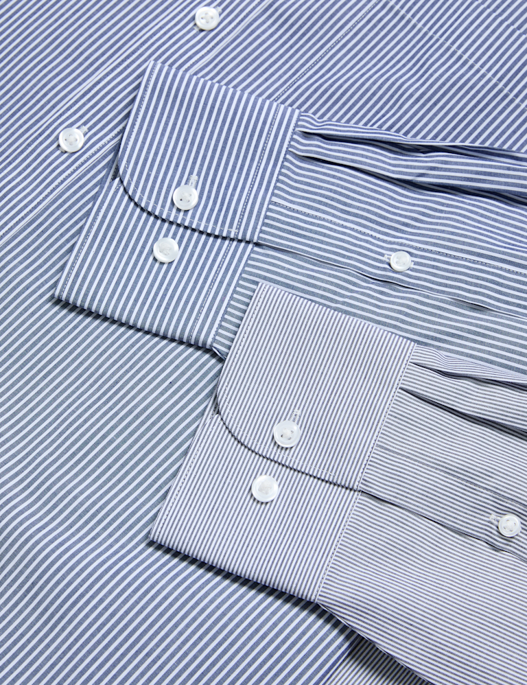 2pk Regular Fit Easy Iron Cotton Blend Striped Shirts