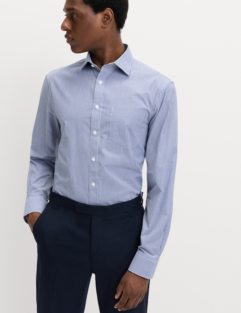 2pk Regular Fit Easy Iron Cotton Blend Striped Shirts