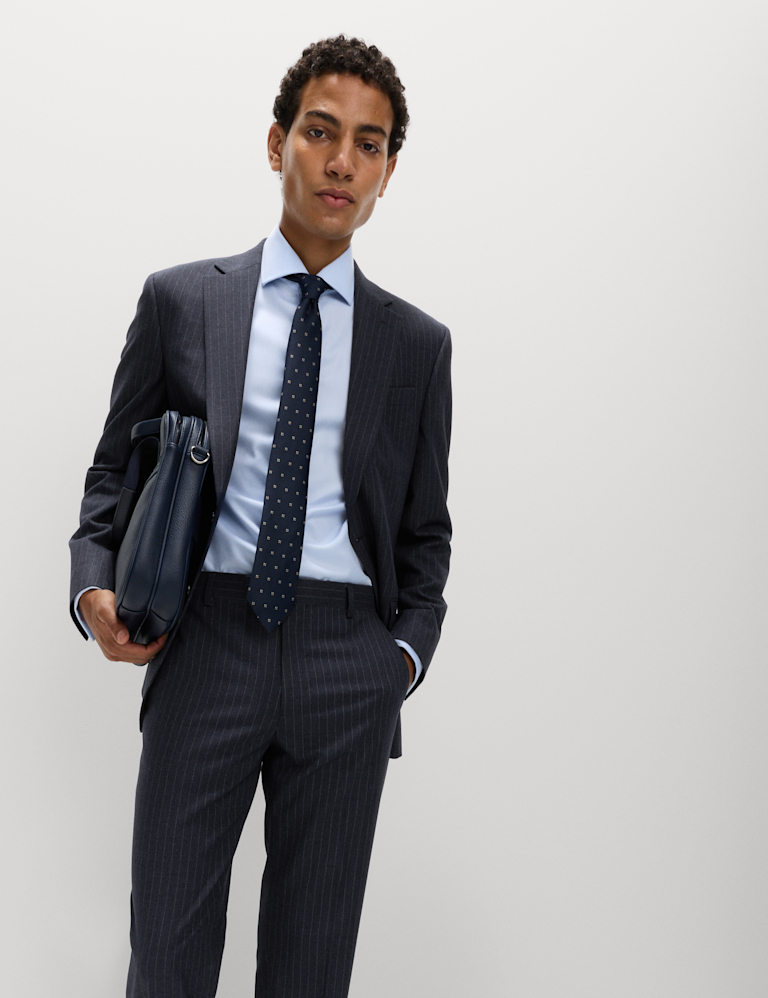 Regular Fit Pinstripe Stretch Suit Trousers