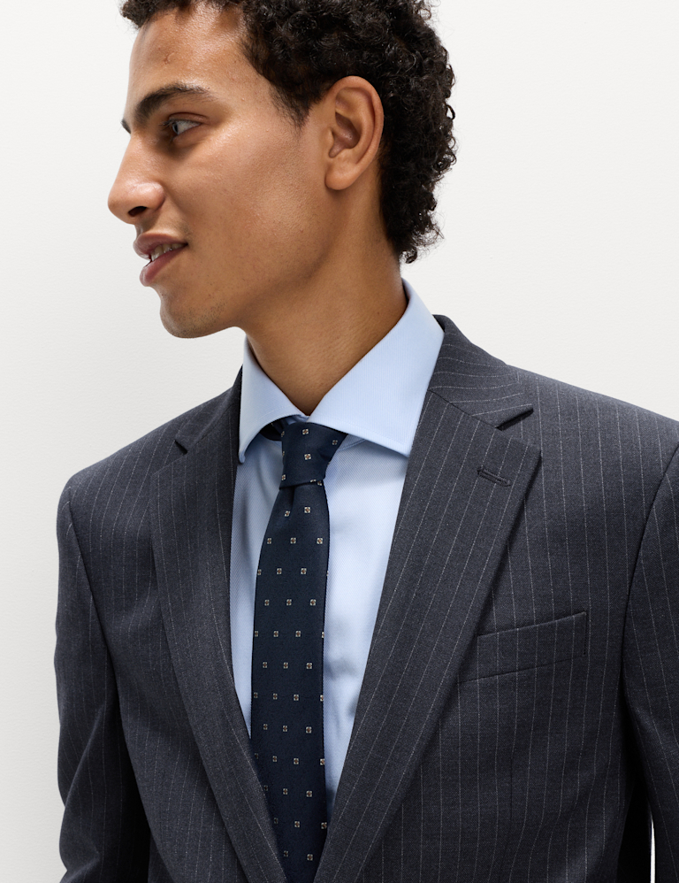 Regular Fit Pinstripe Stretch Suit Jacket