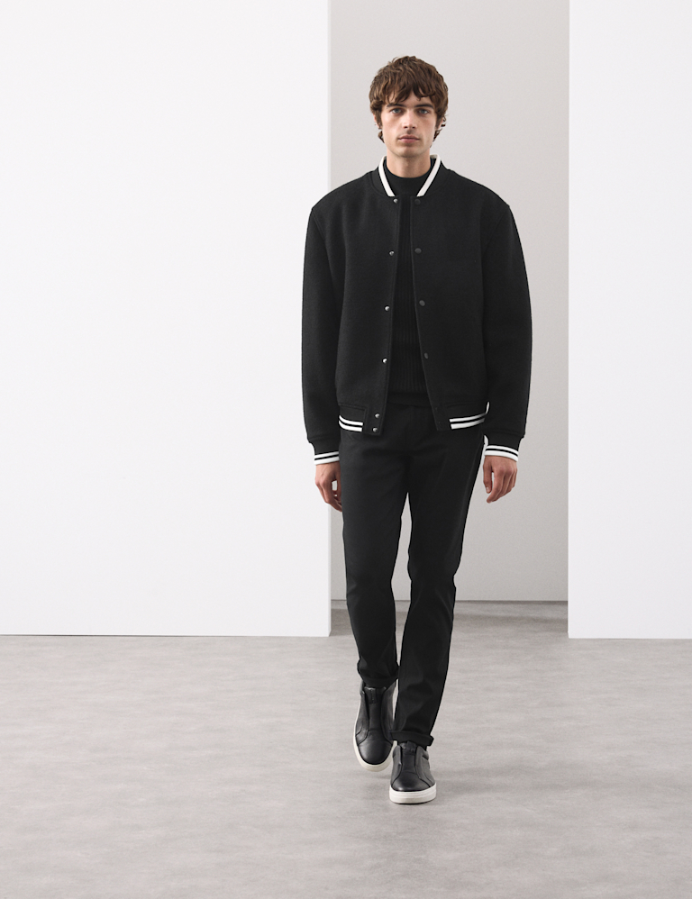 Wool Blend Varsity Bomber Jacket