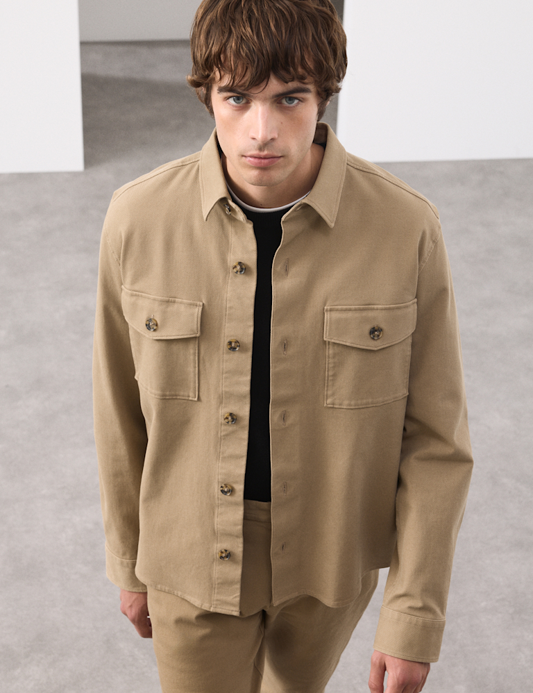 Regular Fit Cotton Rich Textured Shacket