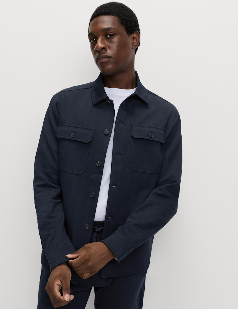 Cotton Rich Herringbone Overshirt