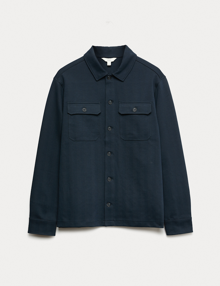 Cotton Rich Herringbone Overshirt