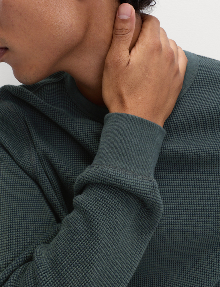 Pure Cotton 2-Tone Waffle Sweatshirt