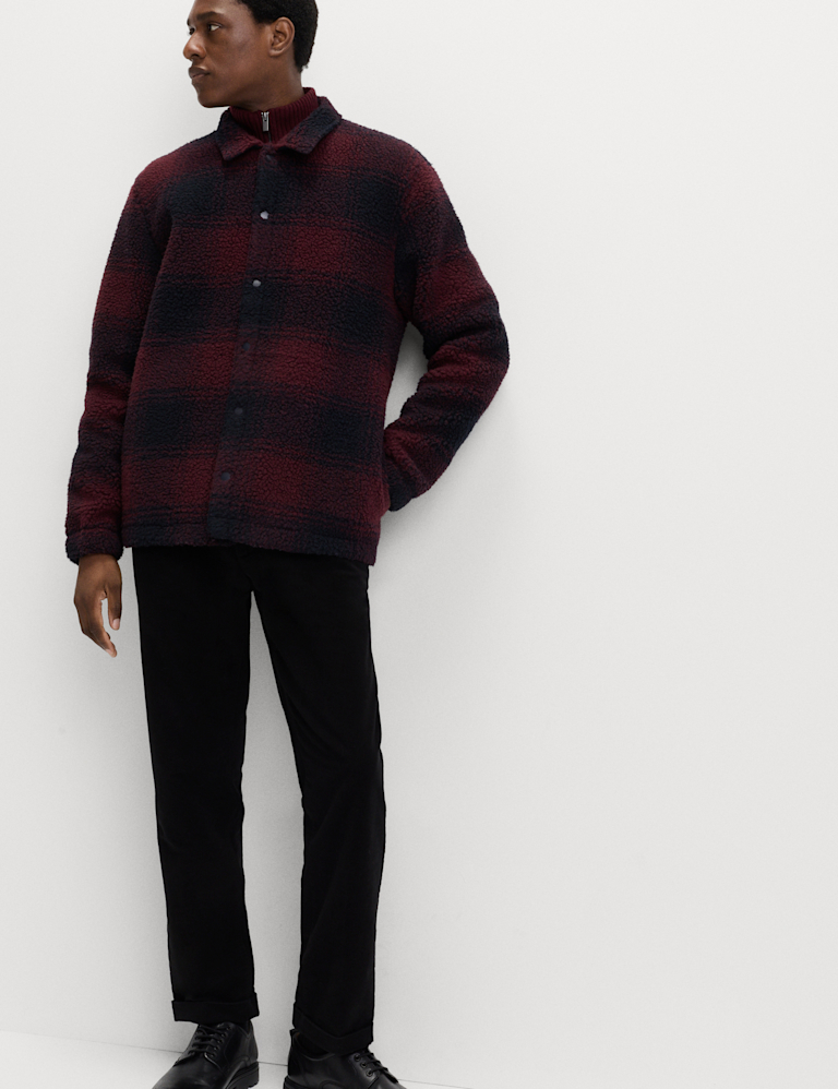 Fleece Jacquard Checked Overshirt