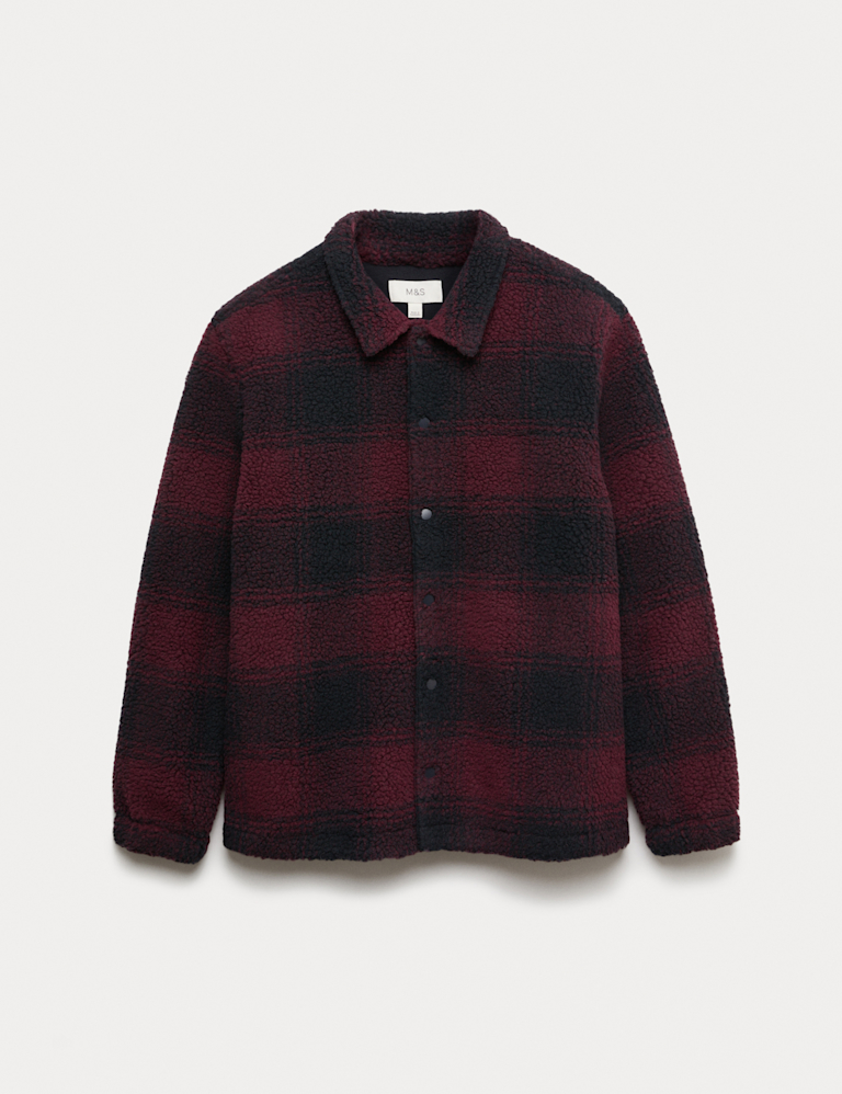 Fleece Jacquard Checked Overshirt