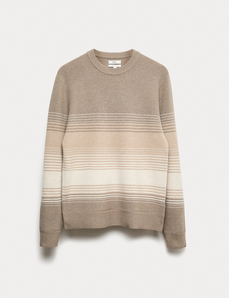 Cotton Blend Ribbed Striped Jumper