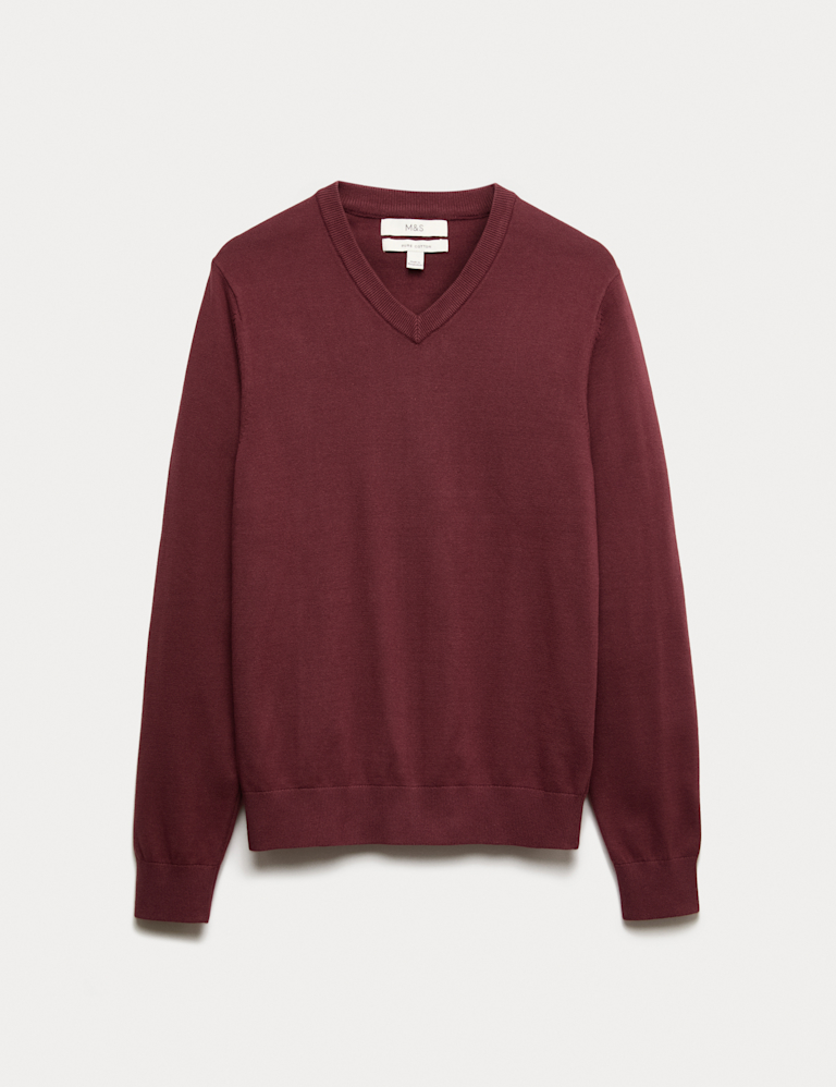 Pure Cotton V-Neck Jumper