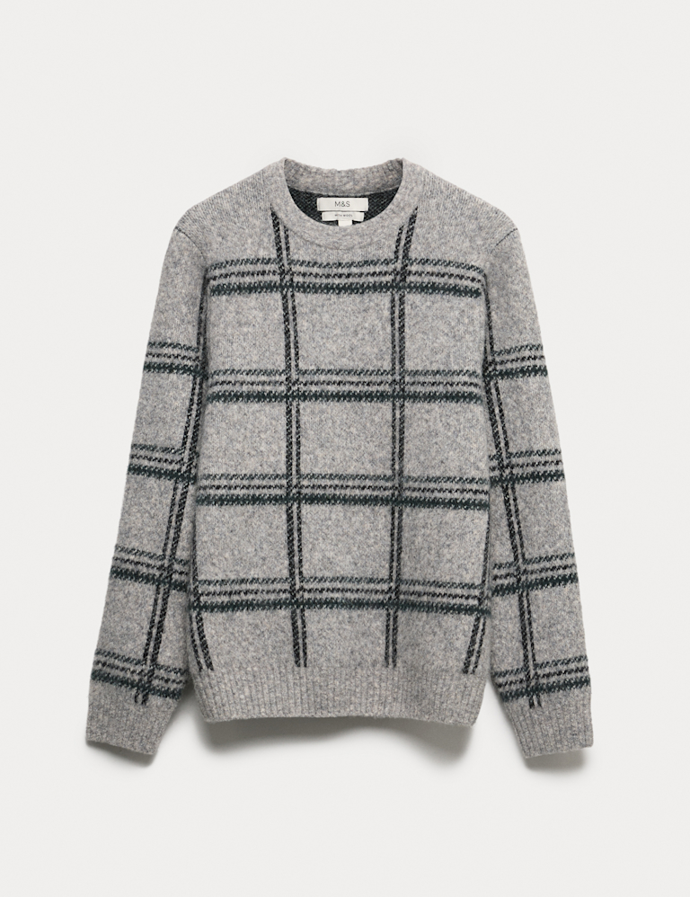 Check Hazy Knit Crew Neck Jumper