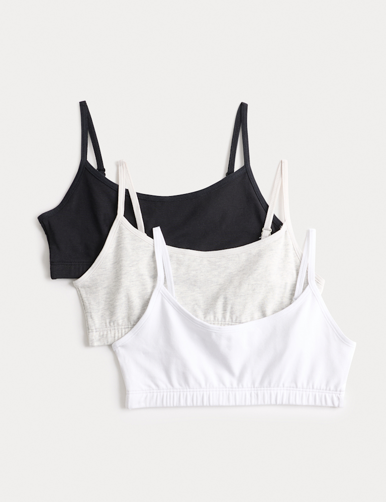 3pk Cotton with Stretch Crop Tops (6-16 Yrs)