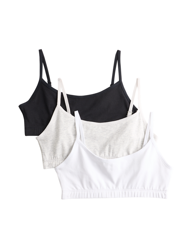 3pk Cotton with Stretch Crop Tops (6-16 Yrs)
