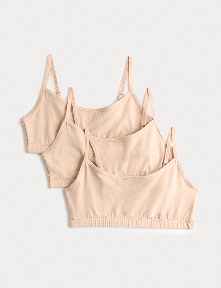 3pk Cotton with Stretch Crop Tops (6-16 Yrs)