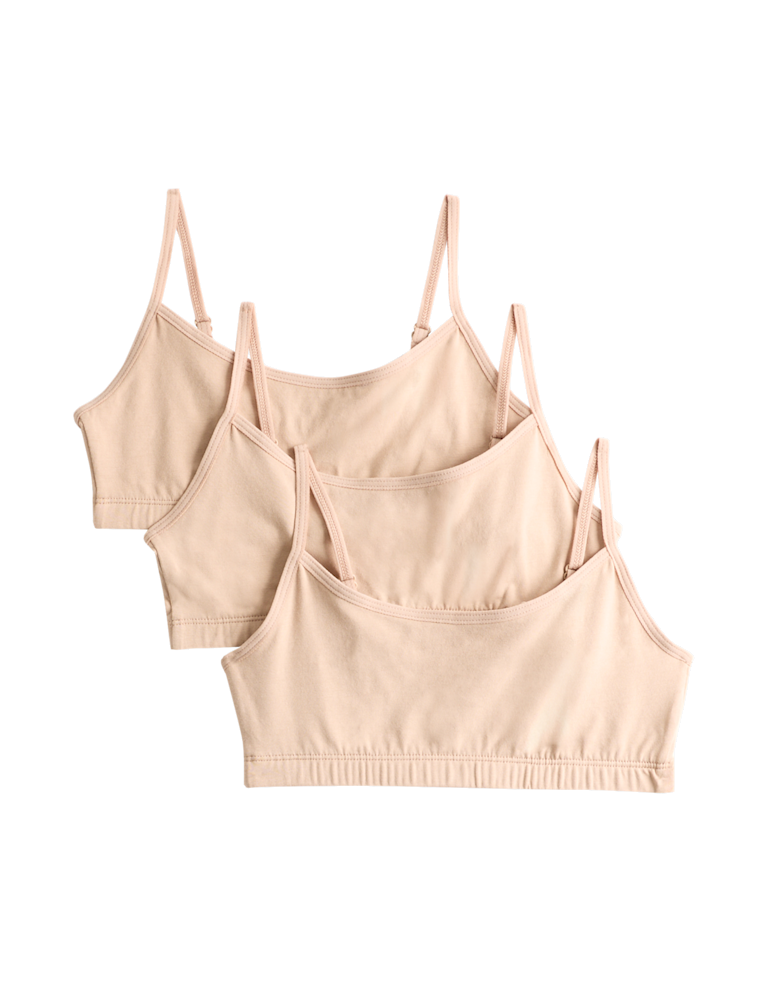 3pk Cotton with Stretch Crop Tops (6-16 Yrs)