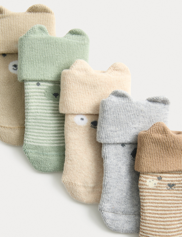 5pk Cotton Rich Faces Socks (7lbs – 2 Yrs)