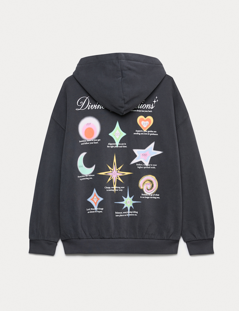 Cotton Rich Star Sign Graphic Zip Hoodie (6-16 Yrs)