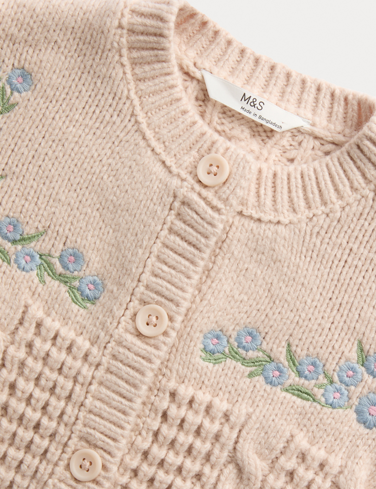 Flower Embroidered Cardigan (2-8 Yrs)
