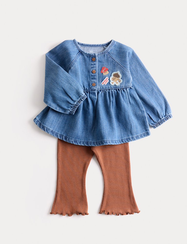 2pc Denim Top & Kickflare Leggings Outfit (0-3 Yrs)
