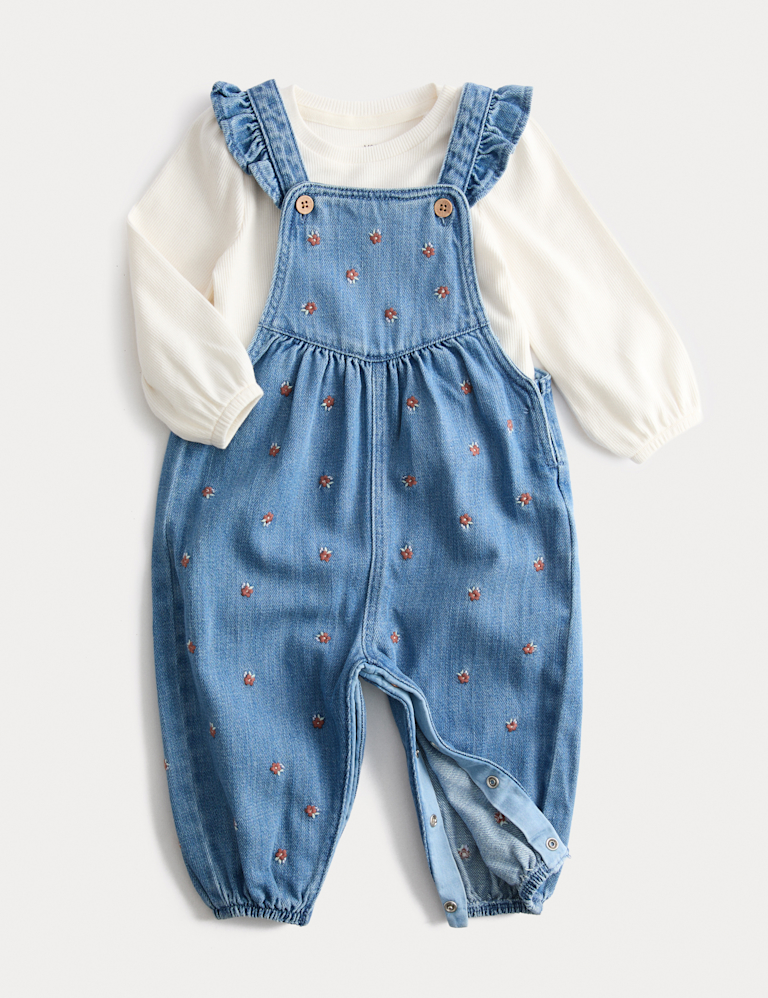 2pc Cotton Rich Denim Dungaree Outfit (0-3 Yrs)