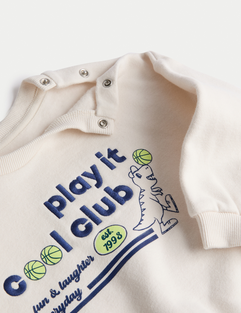 2pc Cotton Rich Dinosaur Sweatshirt Jeans Outfit (0 Mths-3 Yrs)