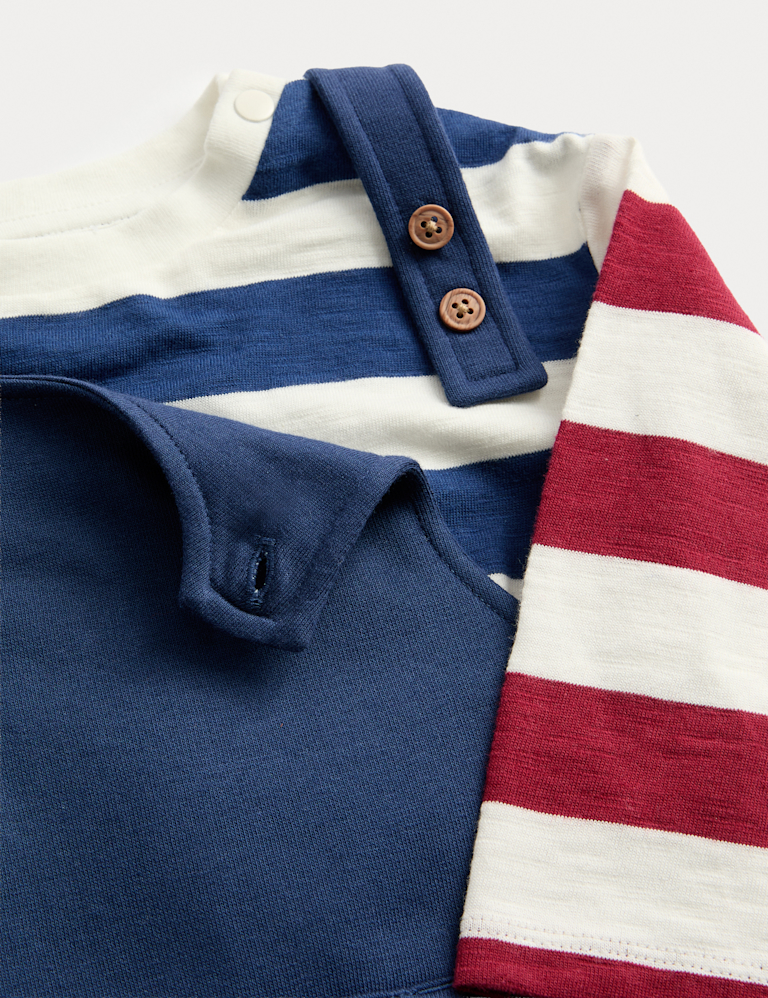 2pc Jersey Dungarees with Striped Tee (0-3 Yrs)