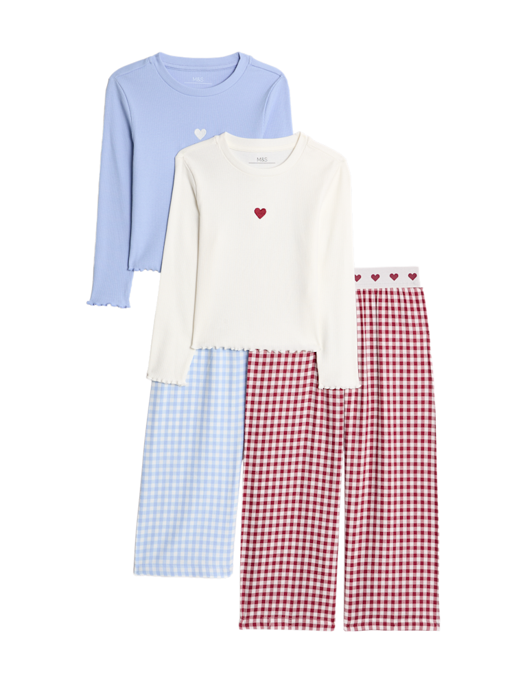 2pk Cotton Rich Gingham Pyjama Sets (1-8 Yrs)