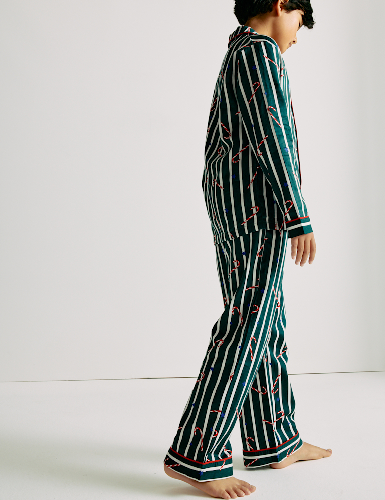 Pure Cotton Candy Cane Family Christmas Pyjamas (1-16 Yrs)