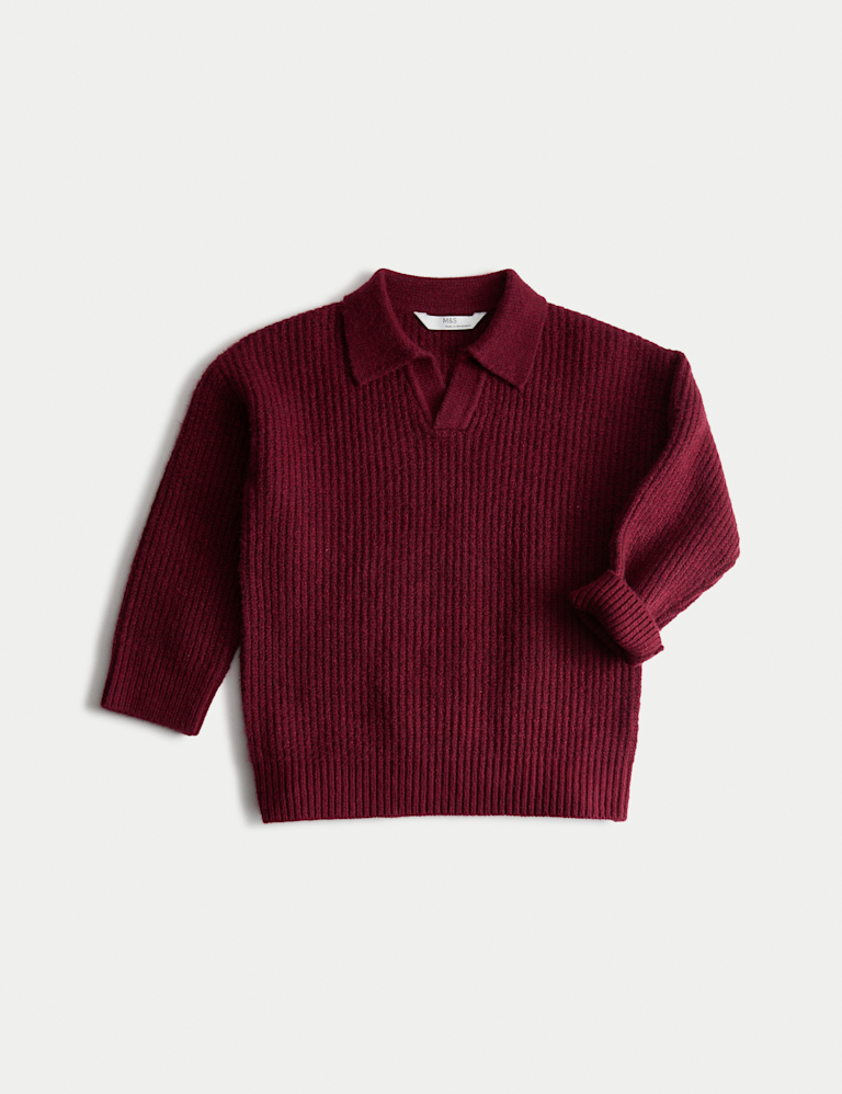 Cotton Blend Knitted Collared Jumper (2-8 Yrs)
