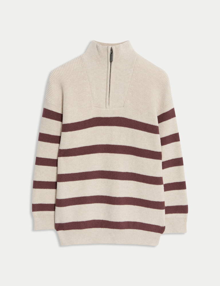 Cotton Rich Striped Half Zip Jumper (2-8 Yrs)