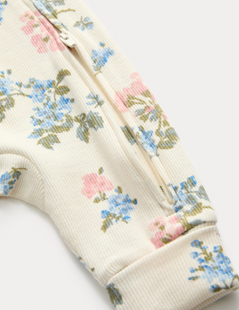 2pk Floral Frill Collar Zip Sleepsuits (0-3 Yrs)