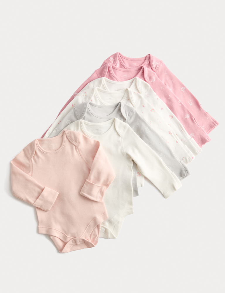 7pk Pure Cotton Floral Bodysuits (0-3 Yrs)