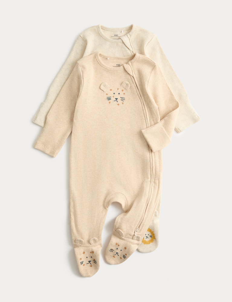 2pk Cotton Rich Novelty Sleepsuits (Tiny-3 Yrs)
