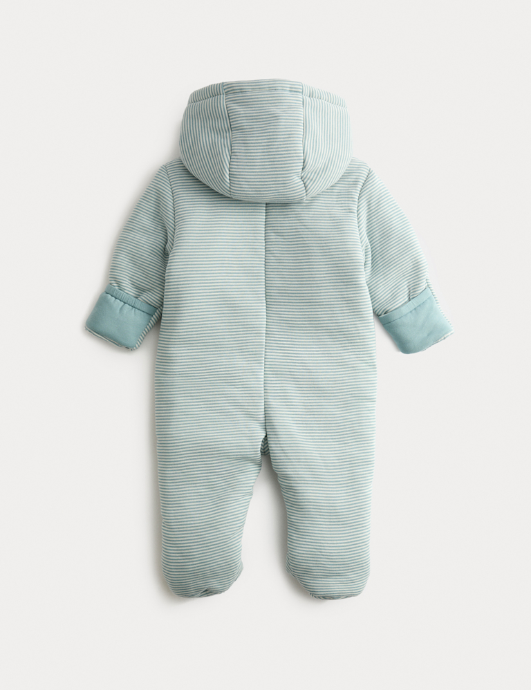 Blue Stripe Jersey Pramsuit (0-12 Mths)