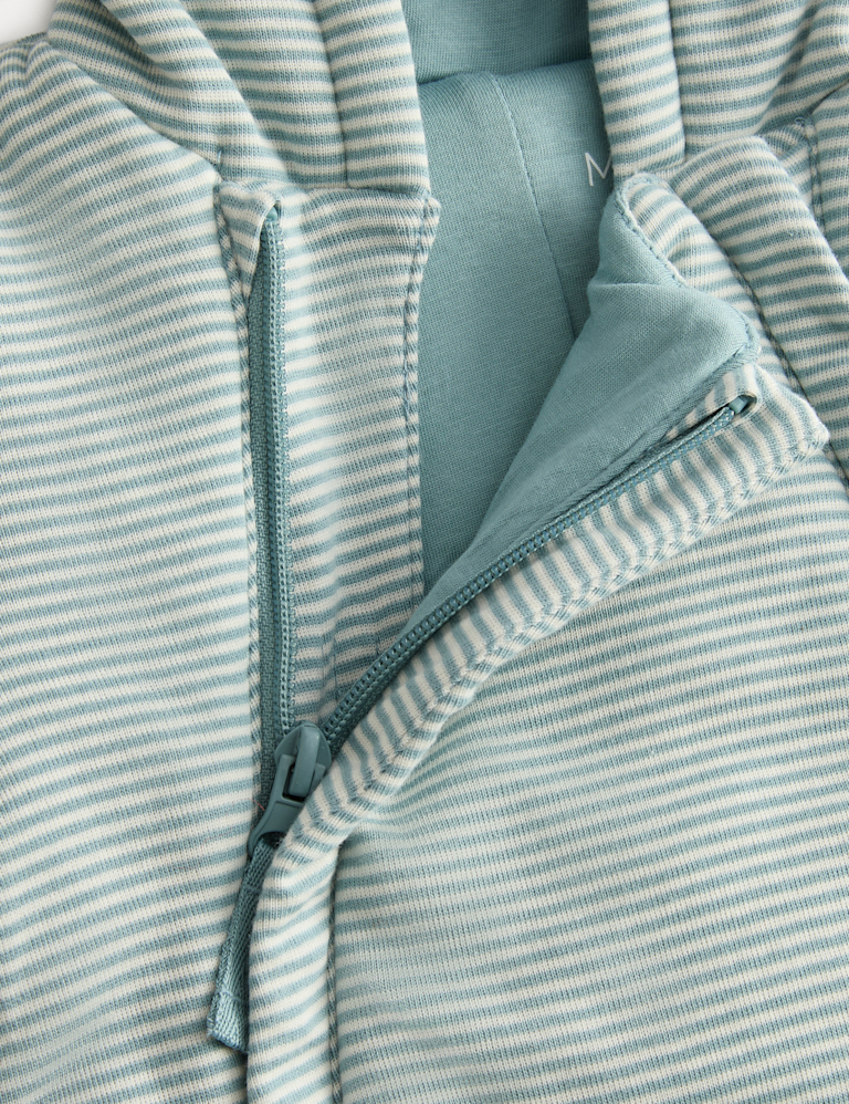 Blue Stripe Jersey Pramsuit (0-12 Mths)